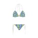 Pretty Blue Hawaiian Flowers Pattern Custom Bikini Swimsuit ID D