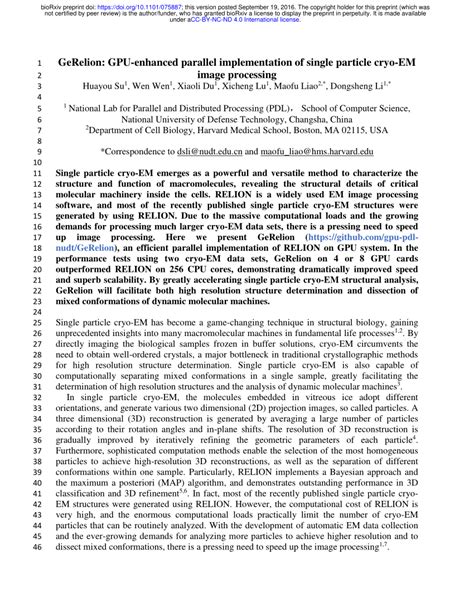 Pdf Gerelion Gpu Enhanced Parallel Implementation Of Single Particle