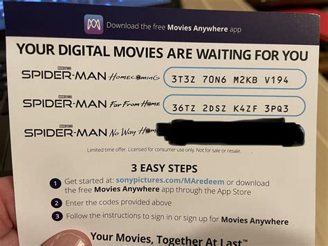 Digital Codes For Spider Man Homecoming And Far From Home First Come