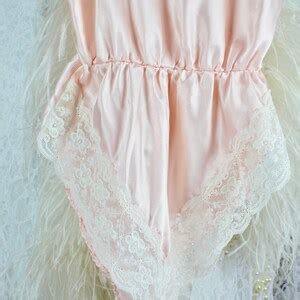 Vintage 80s Satin Pink Lace Teddy Bodysuit Upcycled Vintage Lingerie Lace Teddy Bodysuit High