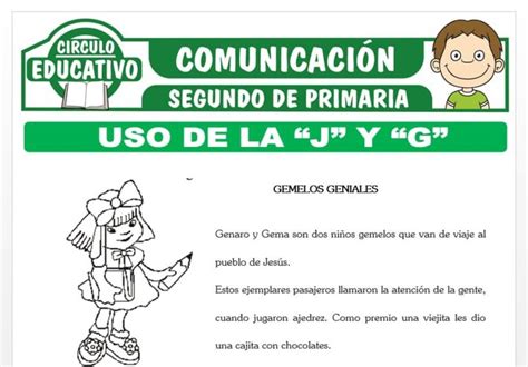 Uso De La J Y G Para Segundo De Primaria Fichas Gratis