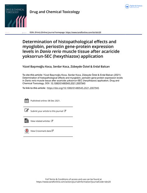 Pdf Determination Of Histopathological Effects And Myoglobin