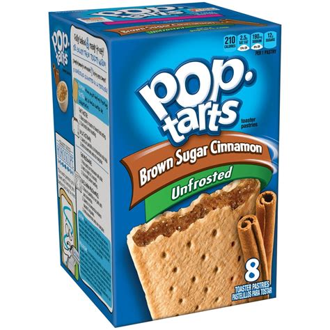 Kelloggs Pop Tarts Breakfast Toaster Pastries Unfrosted Brown Sugar Cinnamon Flavored 14 Oz 8