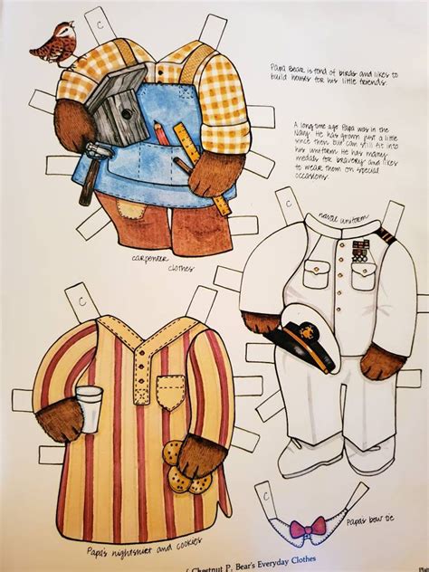 Vintage Teddy Bear Paper Dolls By Crystal Collins Dress A Bear Etsy