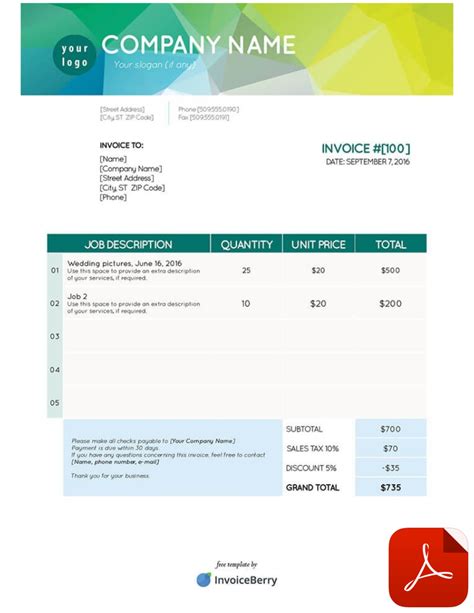 Fillable Invoice Template Pdf – PARAHYENA