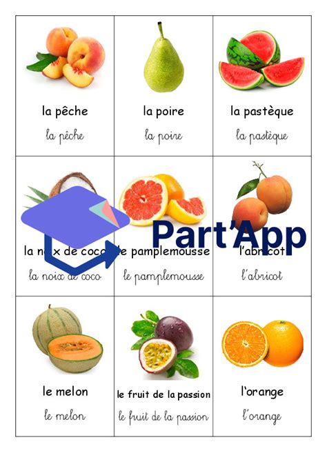 Part App Imagier des fruits et légumes