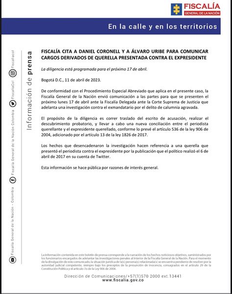 Fiscalía Cita A Álvaro Uribe Y A Daniel Coronell Para Intentar Conciliación Por Querella