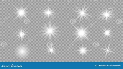 White Glowing Light Burst Set Stock Vector Illustration Of Glittering