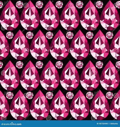 Seamless Pattern of Pink Rubies Stock Vector - Illustration of rubies ...