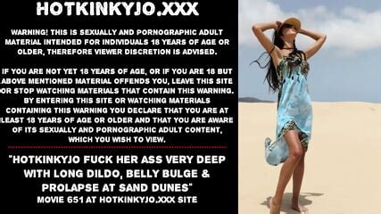 Hotkinkyjo Fuck Her Ass Very Deep With Long Dildo Belly Bulge Prolapse At Sand Dunes