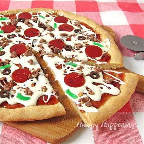 Cookie Pizza Topped With White Chocolate Fruit Leather And Candy