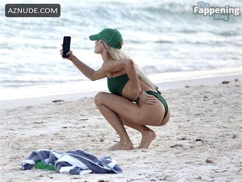 Joy Corrigan Sexy Flaunts Her Slender Figure Wearing A Hot Green Bikini At The Beach In Tulum
