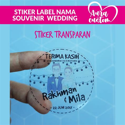 Jual Stiker Transparan Label Nama Souvenir Wedding Nikah Bulat Terima