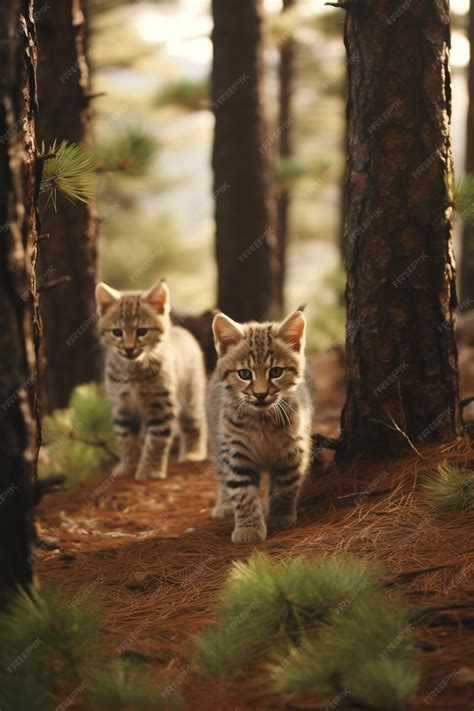 Free AI Image | View of wild bobcat cubs in nature