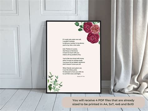 Friendship Poem Downloadable Poem Print Best Friend Poem Instant Download Pal Poem Best Friend