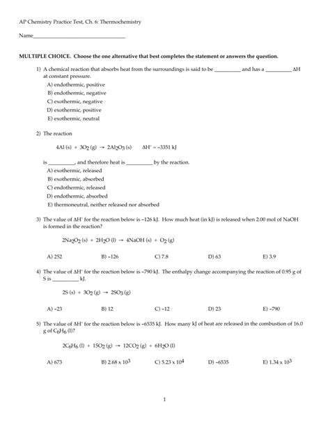 Ap Chemistry Unit Thermodynamics Practice Test Caiden Has Sims