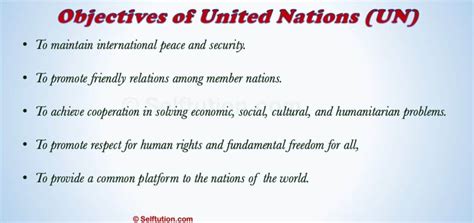 United Nations History Objective Organs Agencies Selftution