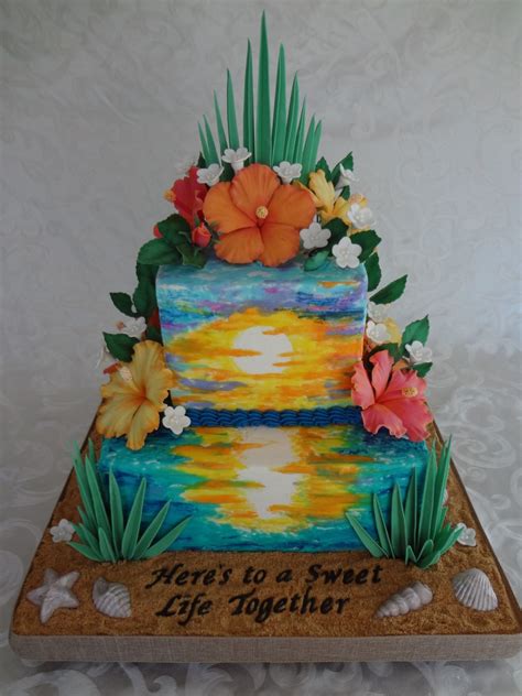 Hawaiian Sunset Cake Luau Cakes Hawaiian Theme Cakes Hawaiian Cake