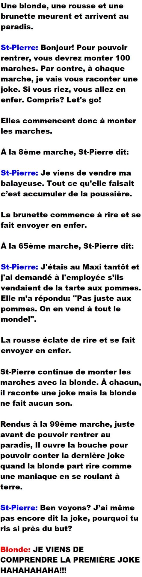 Une Blonde une Rousse et une Brunette doivent compléter une épreuve avant dentrer au Paradis
