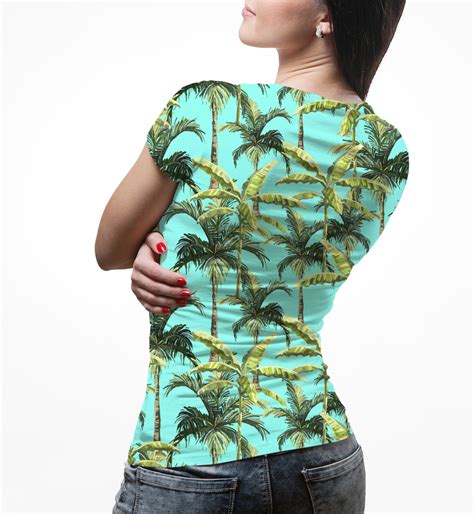 Camiseta Baby Look Feminina Palmeira Tropical Estampa Total