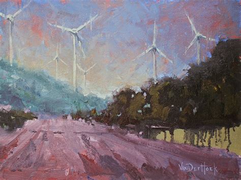 Contemporary Windmills - Original Oil Painting of Windmills - Desert ...