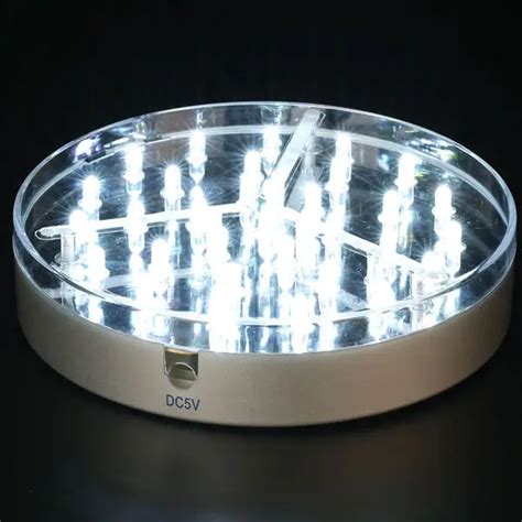 White 6 Inch 3aa Battery Operated Led Centerpieces Light Bases Table