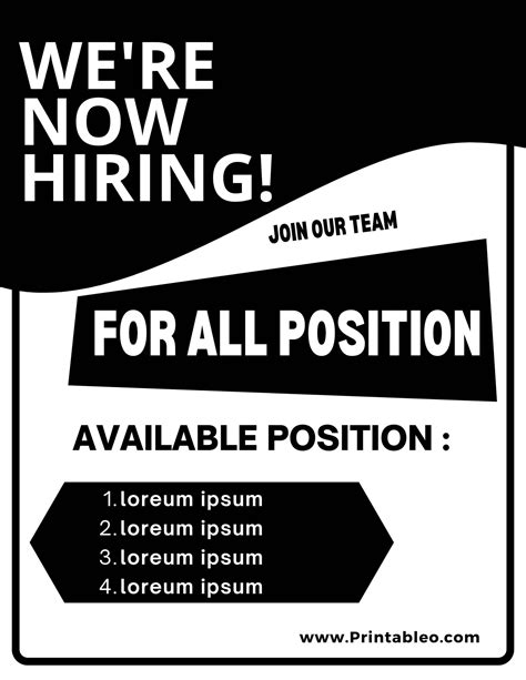 20 Printable Hiring Sign Part Time Full Time Walk In