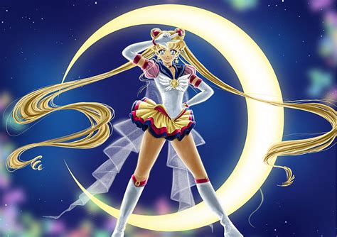 Moon Mermaid Pretty Dress Glow Bonito Sweet Nice Twin Tail Moon Anime Hd Wallpaper