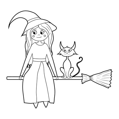 Premium Vector | Coloring book for kids cartoon witch flying on a broom
