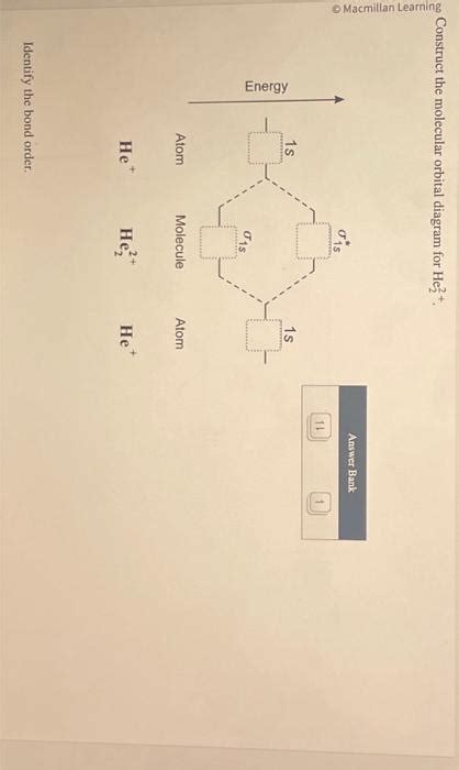 Solved Construct the molecular orbital diagram for He2 +. | Chegg.com