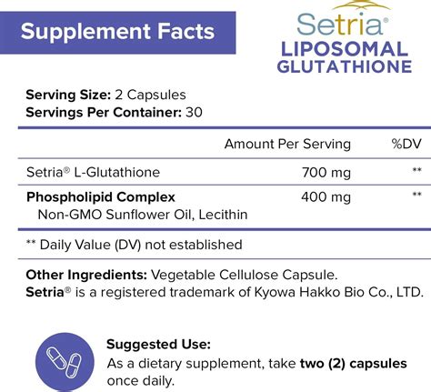 Nutriflair Liposomal Glutathione Setria Mg Pure Reduced Form For