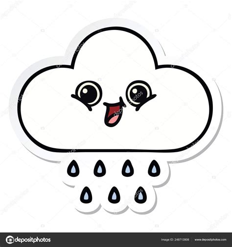 Image Vectorielle Autocollant D Un Nuage De Pluie Dessin Anim Mignon