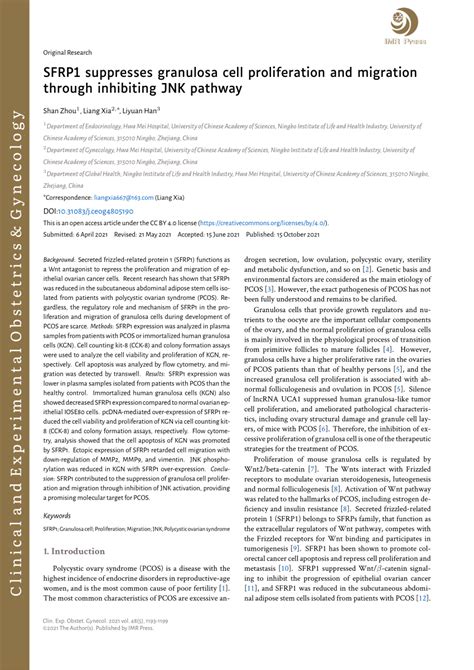 Pdf Sfrp Suppresses Granulosa Cell Proliferation And Migration