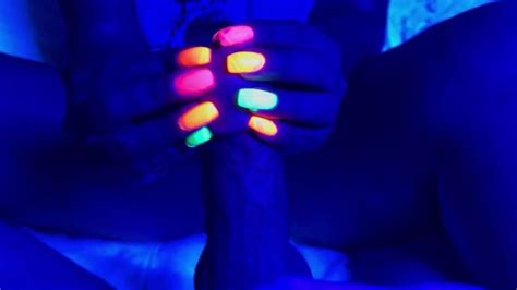 Black Light Glowing Nails Handjob