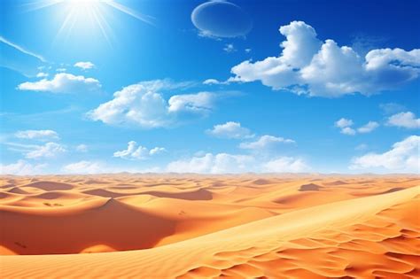 Premium Photo The Scorching Sun Of The Desert And Hot Yellow Sand