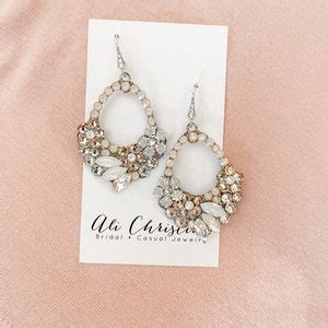 Ivory Bridal Earrings Nude Bridal Earrings White Opal Etsy