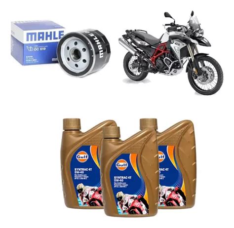 Gulf 5w40 Kit Troca De Óleo Bmw F800 Gs Mahle Oc619