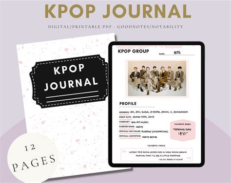 Kpop Journal Printable Kpop Idols Tracker Kpop T Etsy