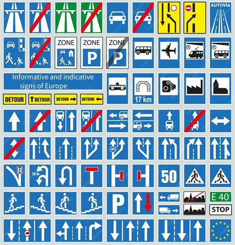 Premium Vector Informative Road Signs Of Europe Road Signs Of Europe