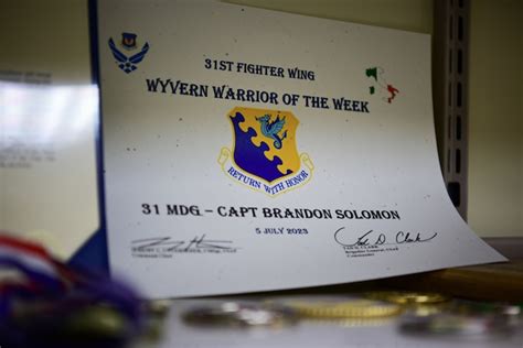 Wyvern Warrior Of The Week Capt Brandon Solomon St Mdg Aviano