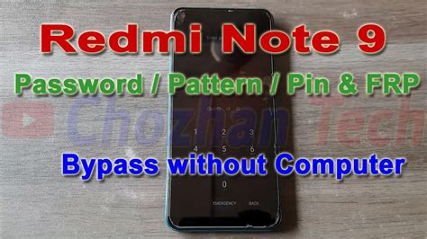 Redmi Note 9 M2003j15si Password Pattern Pin FRP Lock Bypass