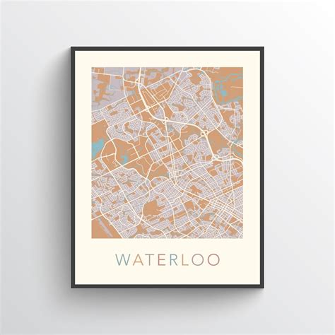 Waterloo Map, Waterloo ON, Waterloo Print, Waterloo Poster, Waterloo ...