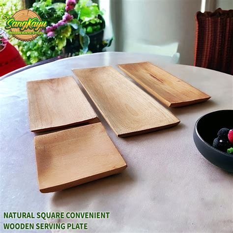 Jual Rectangle Wooden Plate 12x35 Cm Piring Kayu Cekung Piring Mangkok