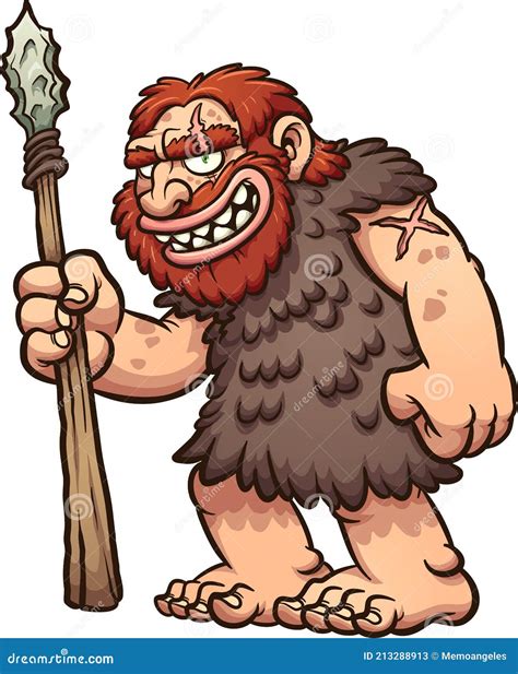 Caveman or Neanderthal Holding a Spear and Smiling Stock Vector ...