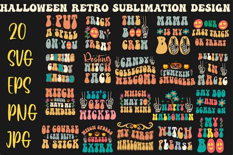 Retro Halloween Sublimation Bundle PNG Graphic By ML Design Creative