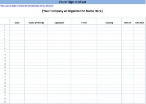 Printable Sign In Sheet Templates