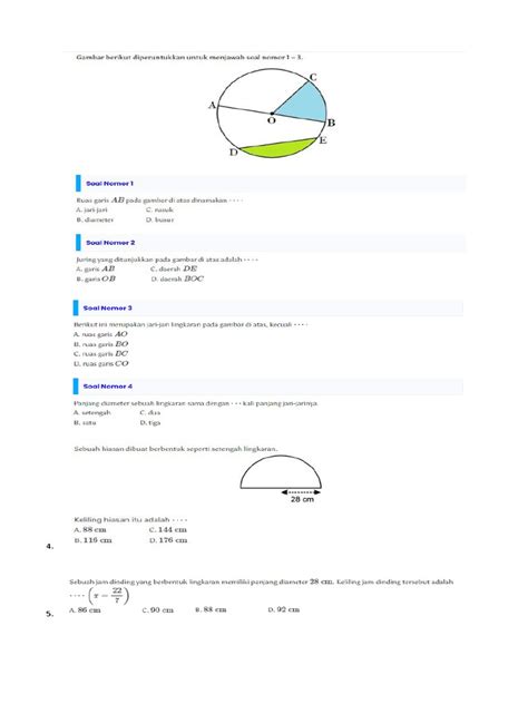 Lingkaran Kelas 8-Soal | PDF