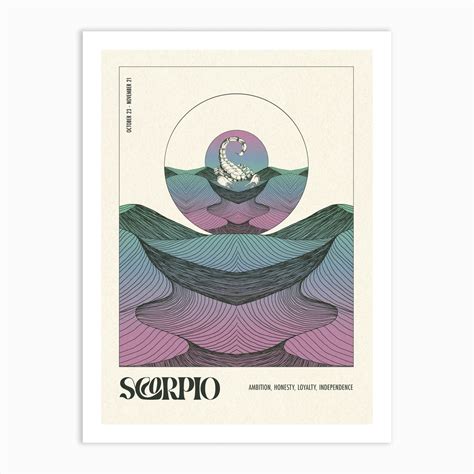 Scorpio Star Sign Zodiac Art Art Print by Inktally - Fy