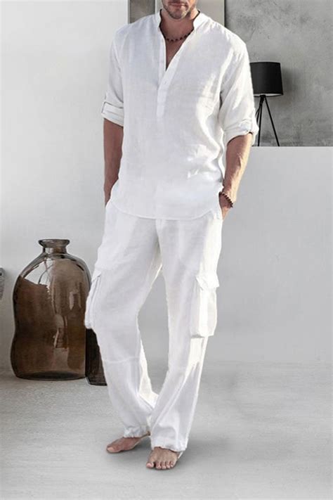 White Linen Outfit For Men Linen Outfits For Men All White Outfit