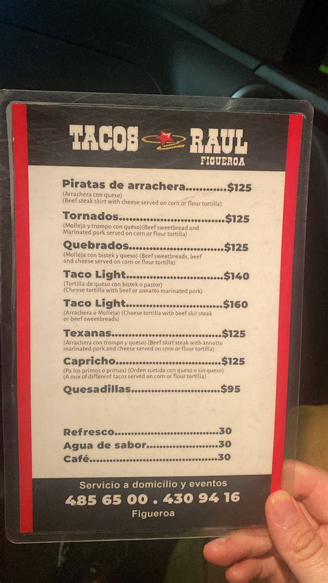 Menu At Tacos Raul Restaurant Saltillo Blvd Pedro Figueroa No 1145